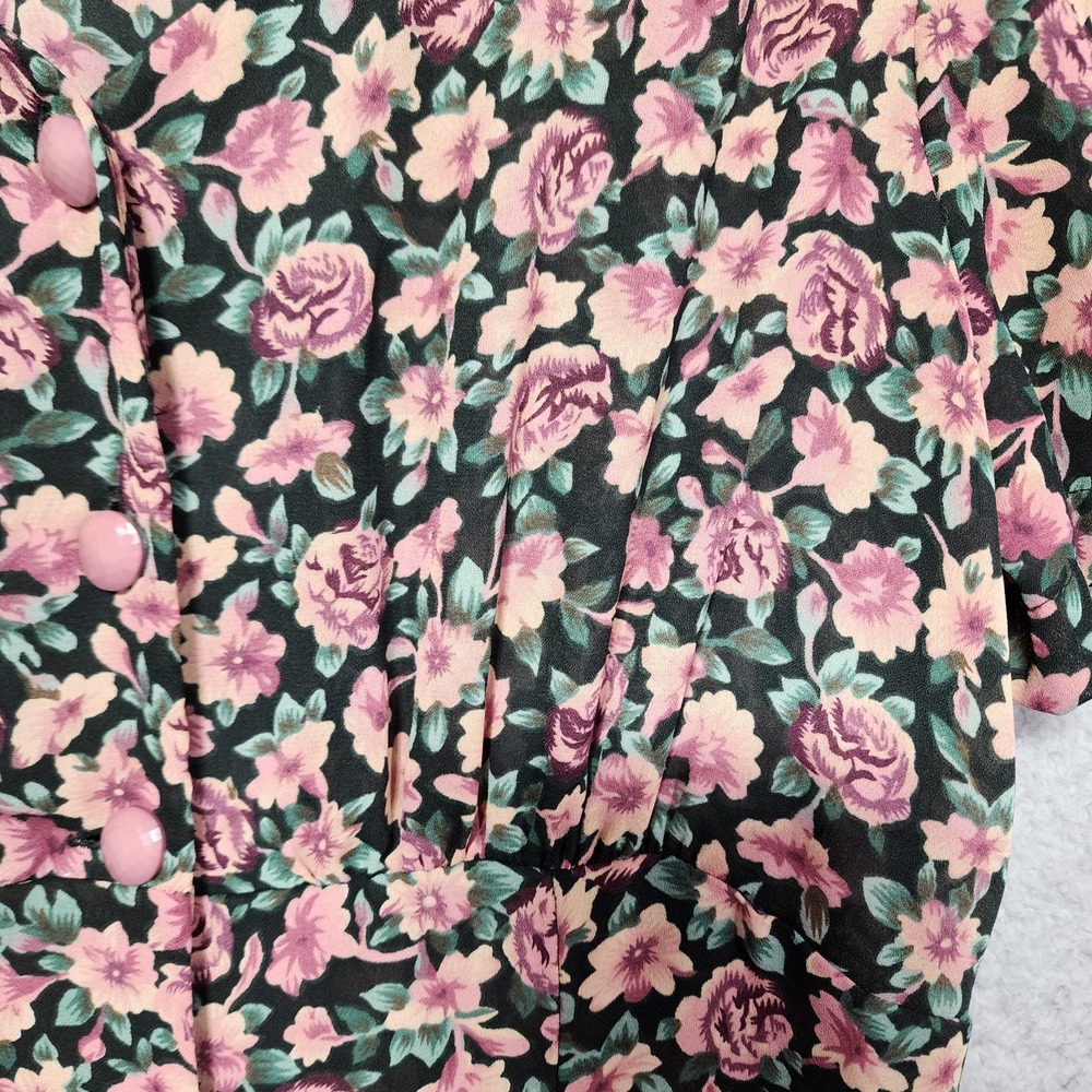 Joni Blair Womens Dress Floral Vintage Size 13 Emperor Waist 80's - Picture 3 of 10